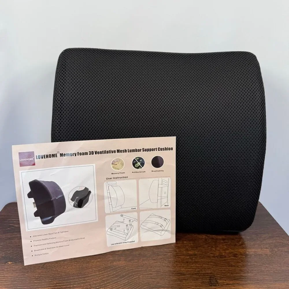 LOVEHOME Lumbar Pillow Back Support Memory Foam 13x13x4 NWOT